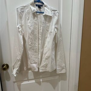 Susan Graver White Embroidered Dress Shirt